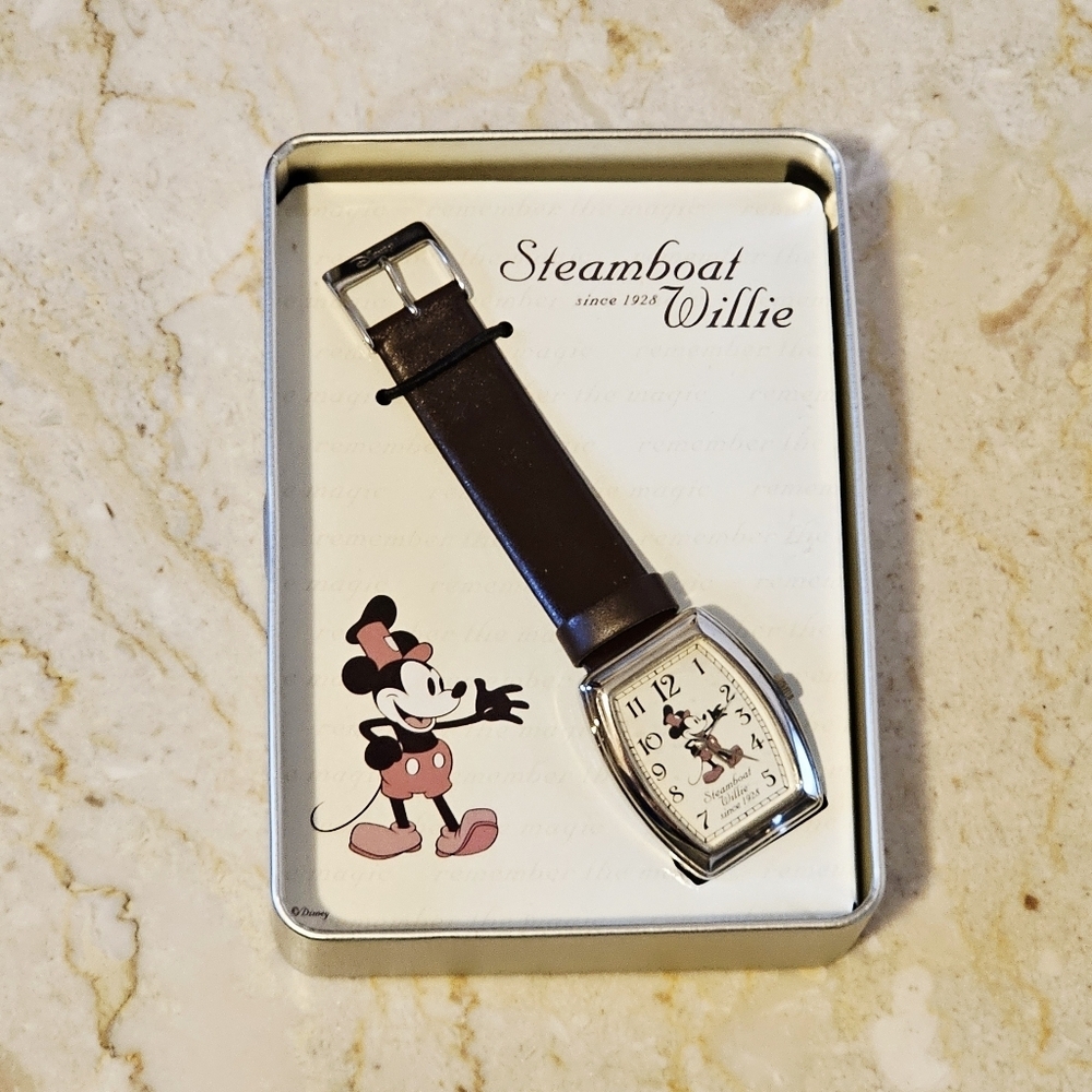 Disney Steamboat Willie Collectible Watch Dark Brown Watchband - Picture 2 of 5